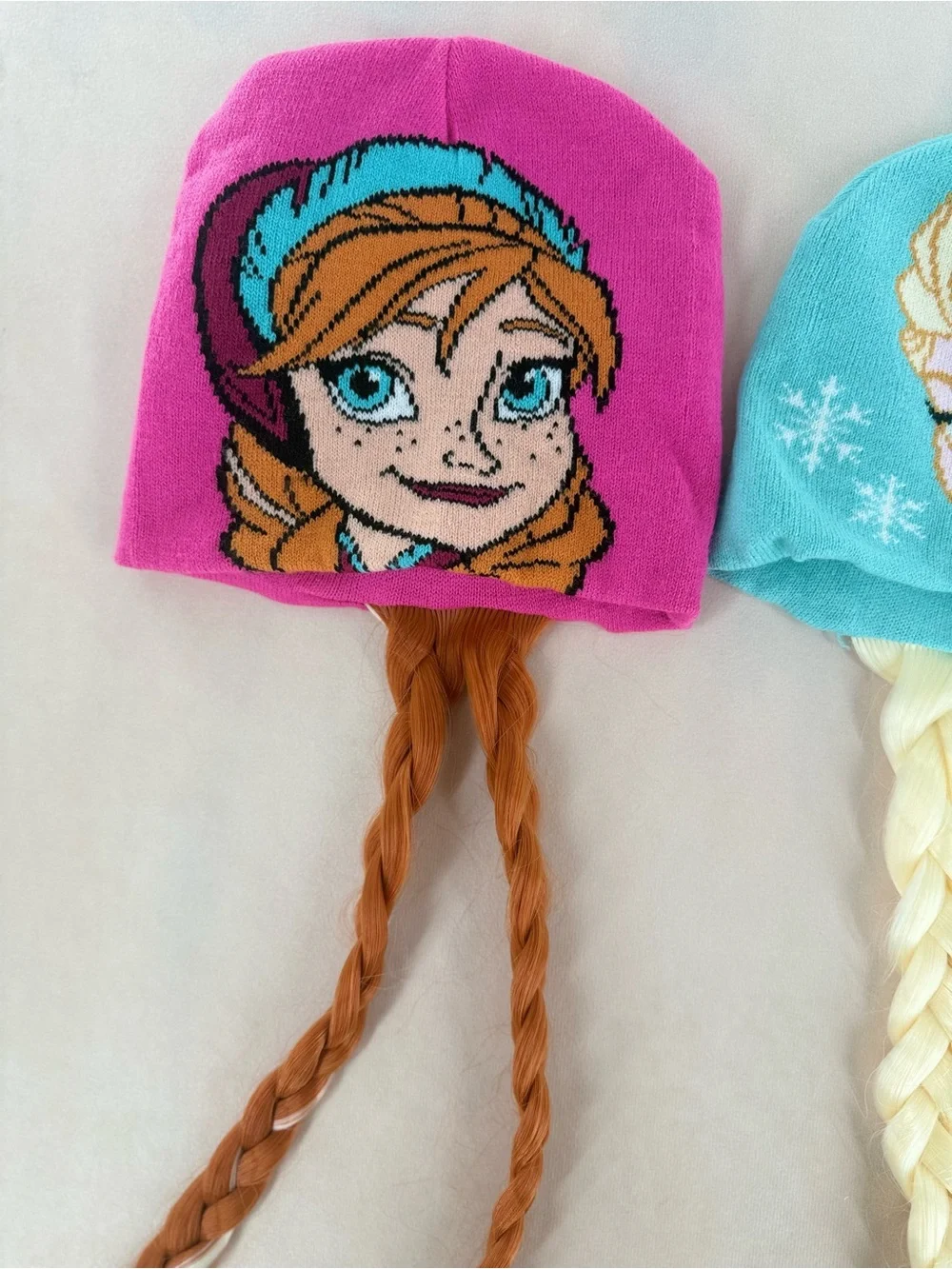 Disney Frozen Anna & Elsa Braid Beanie Hat Set